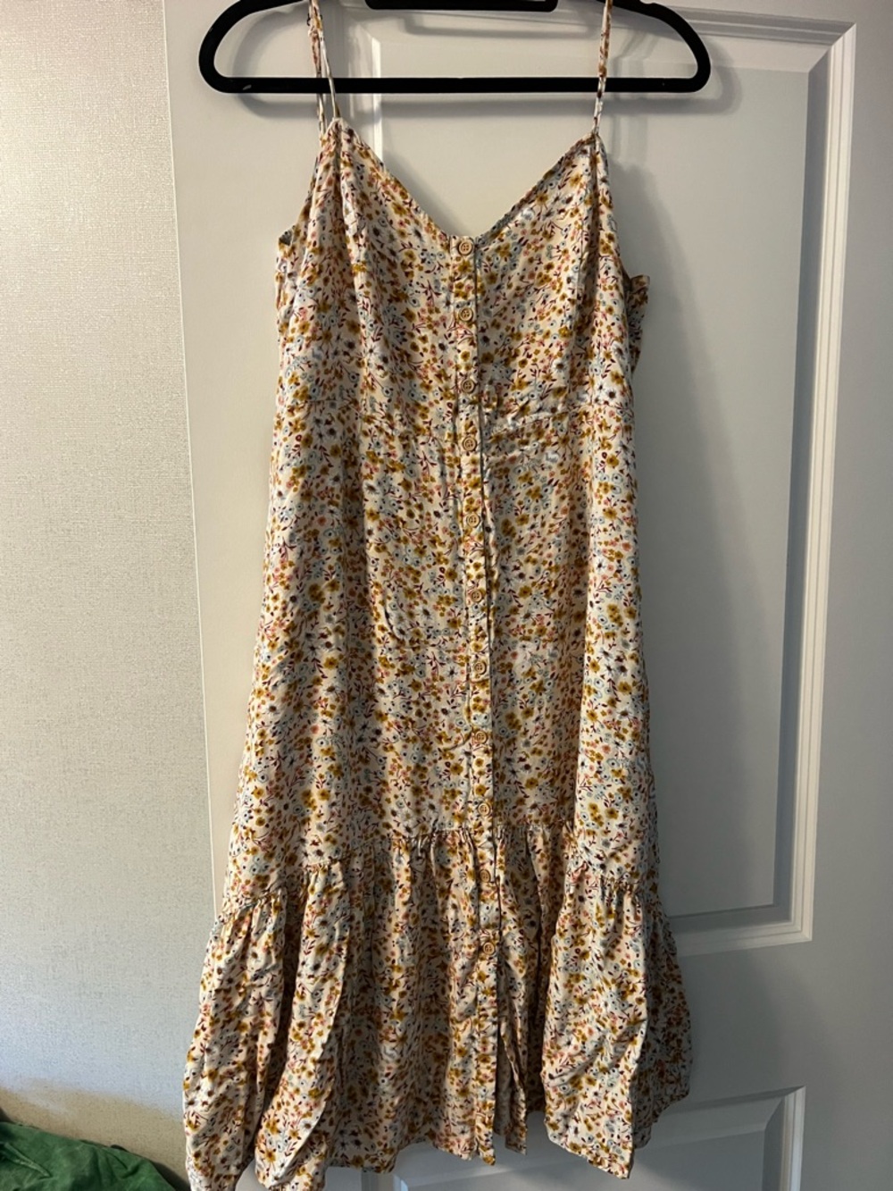 Mimi Chica Cream Midi Dress with Mustard Floral Print